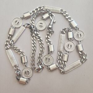 St. John Chain Belt Locket Silver Color 42 Inches
